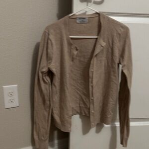 Old Navy Tan Button-Front Crewneck Cardigan
